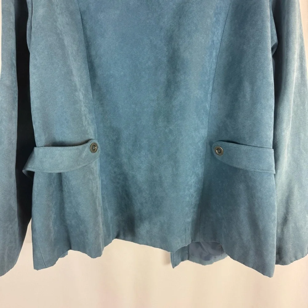 Dress Barn Women's 20 W dressy blazer jacket turquoise faux suede